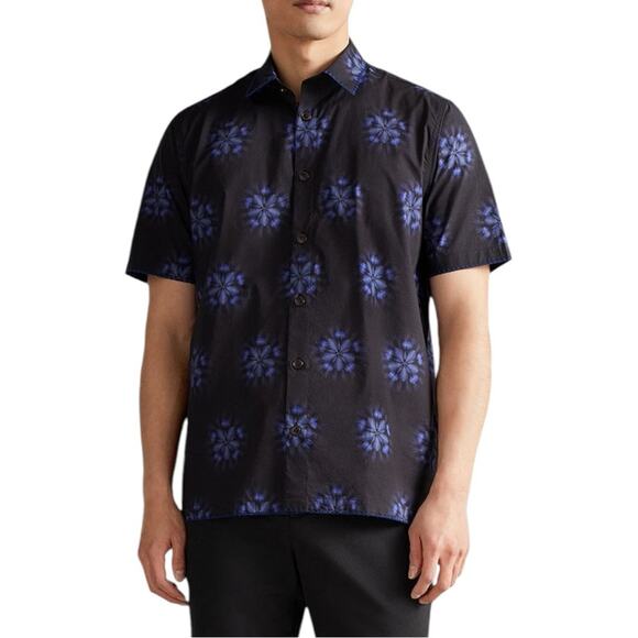 Ted Baker Men's Paden Abstract Floral-Print Short-Sleeve Shirt M (3) - Picture 1 of 12